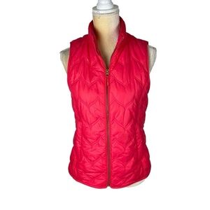 Vineyard Vines Pink Red Puff Vest‎ Zip Front Women Size XS